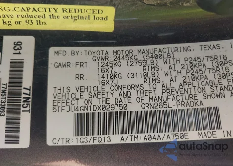 2013 Toyota Tacoma Prerunner V6 z USA, uszkodzony, nr VIN 5TFJU4GN1DX029750